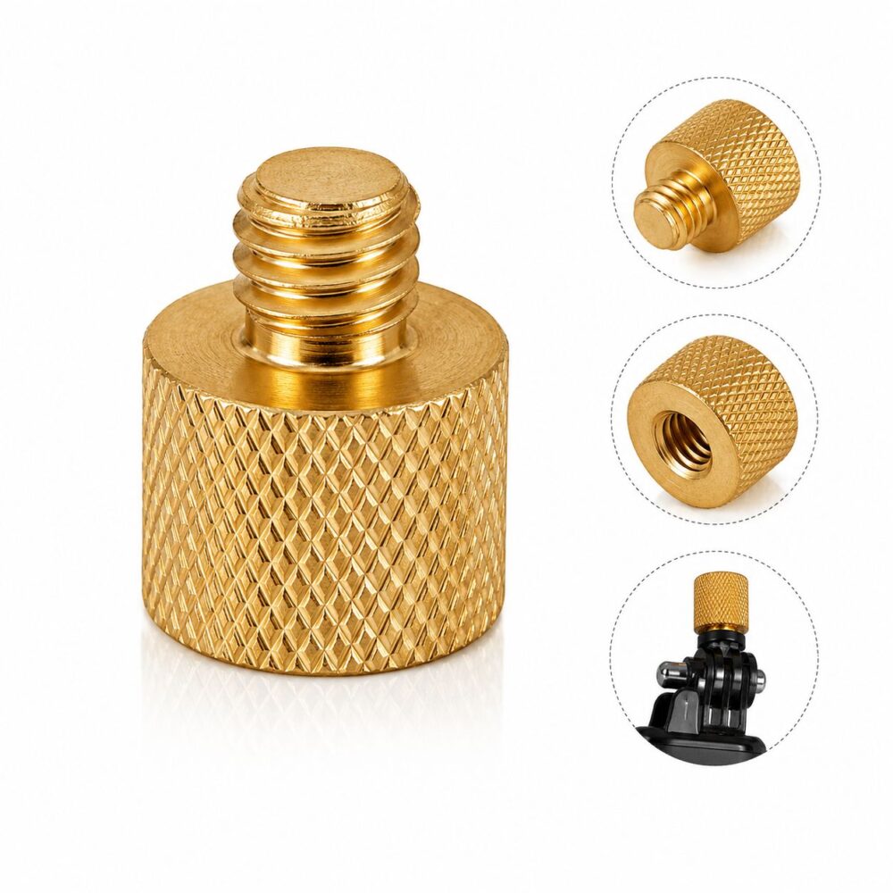 Adaptateur métallique 1/4 femelle vers 3/8 mâle doré pour trépied caméra et accessoires photo vidéo