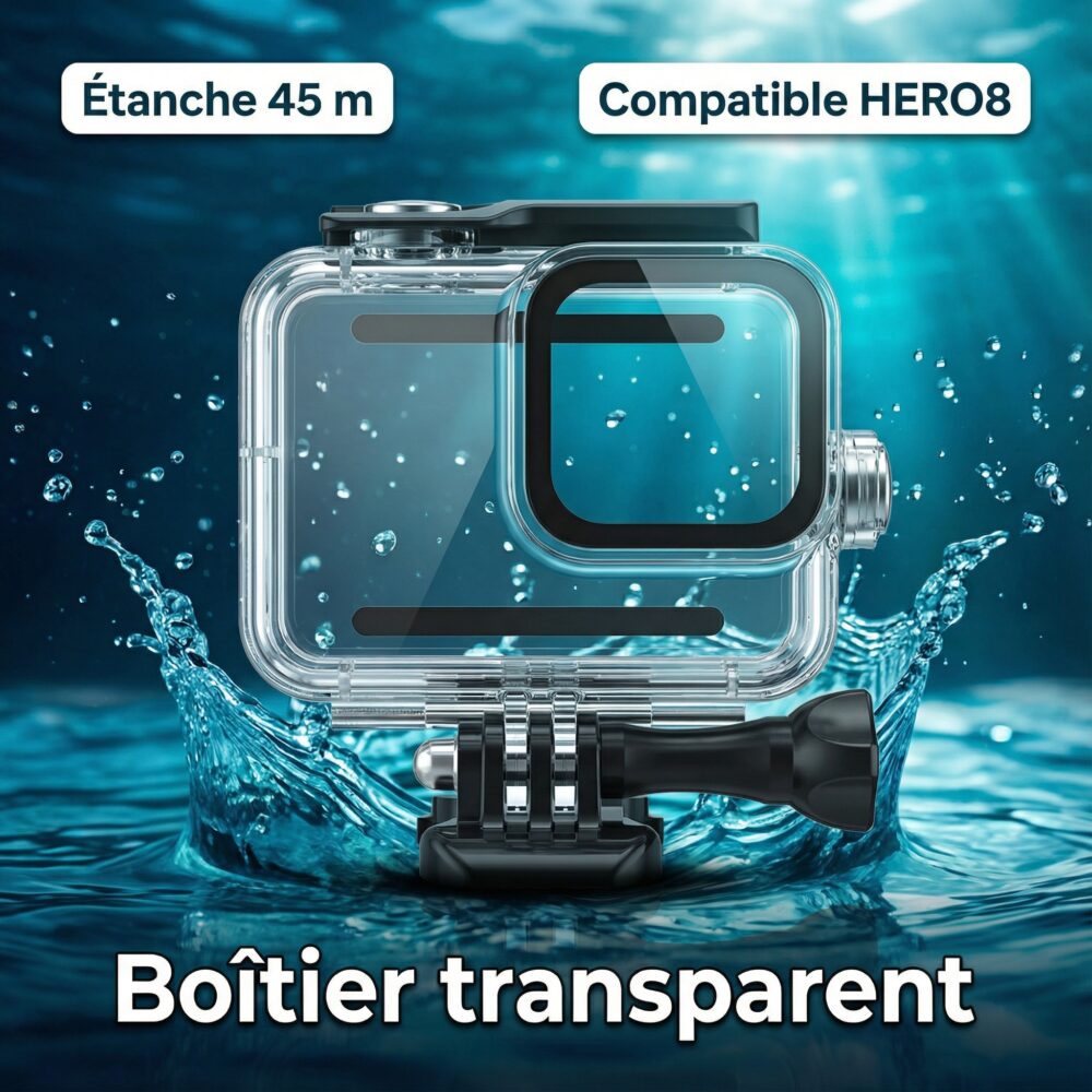 Boîtier transparent étanche 45m pour HERO8