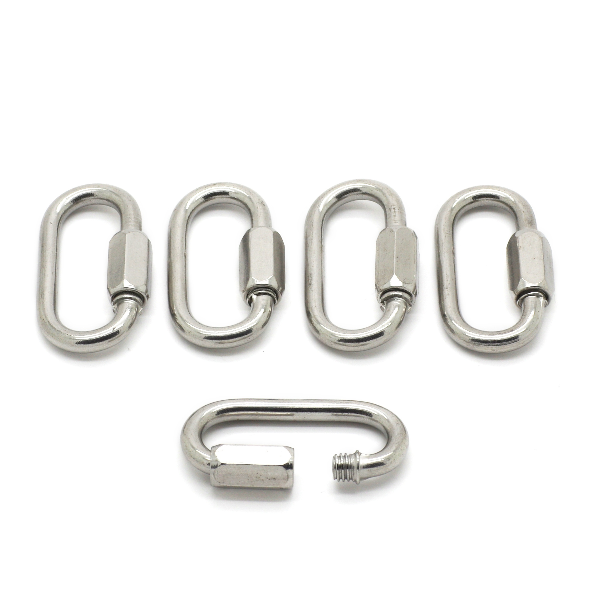 Pack de 5 petits mousquetons en acier inoxydable