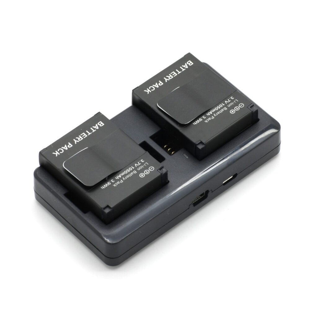 Chargeur double pour GoPro HERO3(+) et HERO4 - Exemple avec batteries pour HERO3(+)