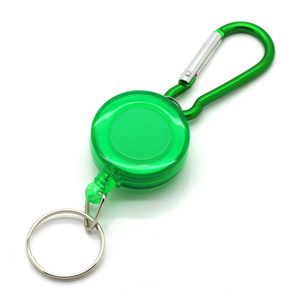 Porte-clé enrouleur avec mousqueton - Vert