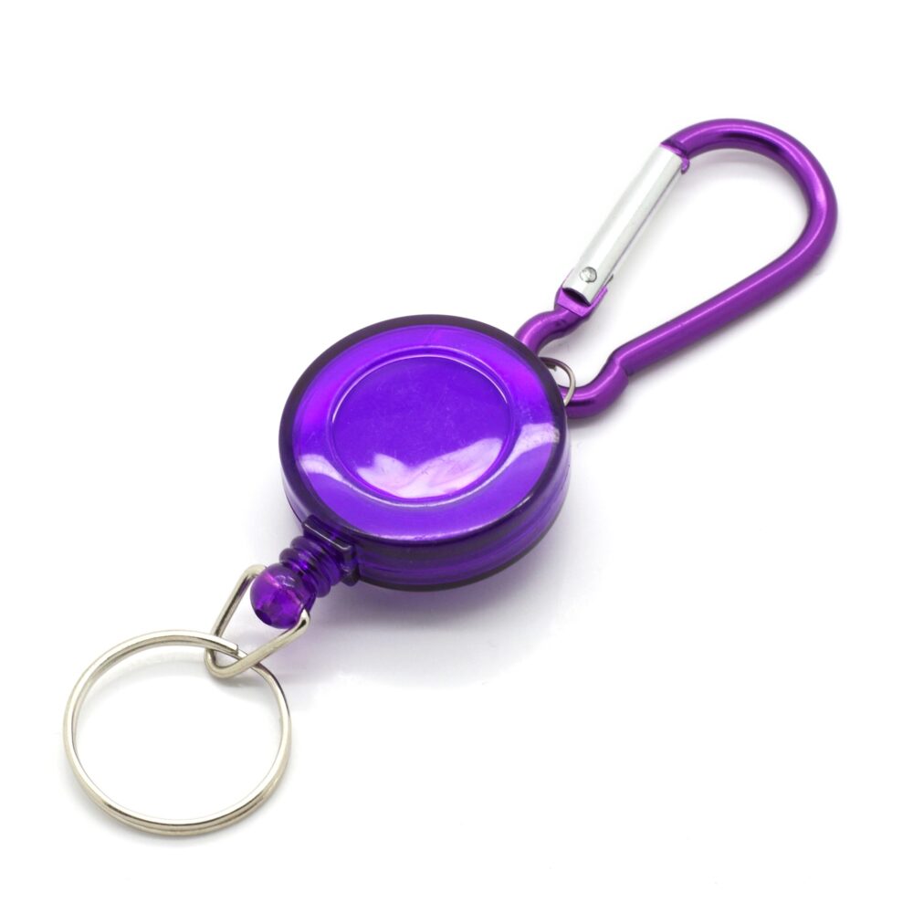 Porte-clé enrouleur avec mousqueton - Violet
