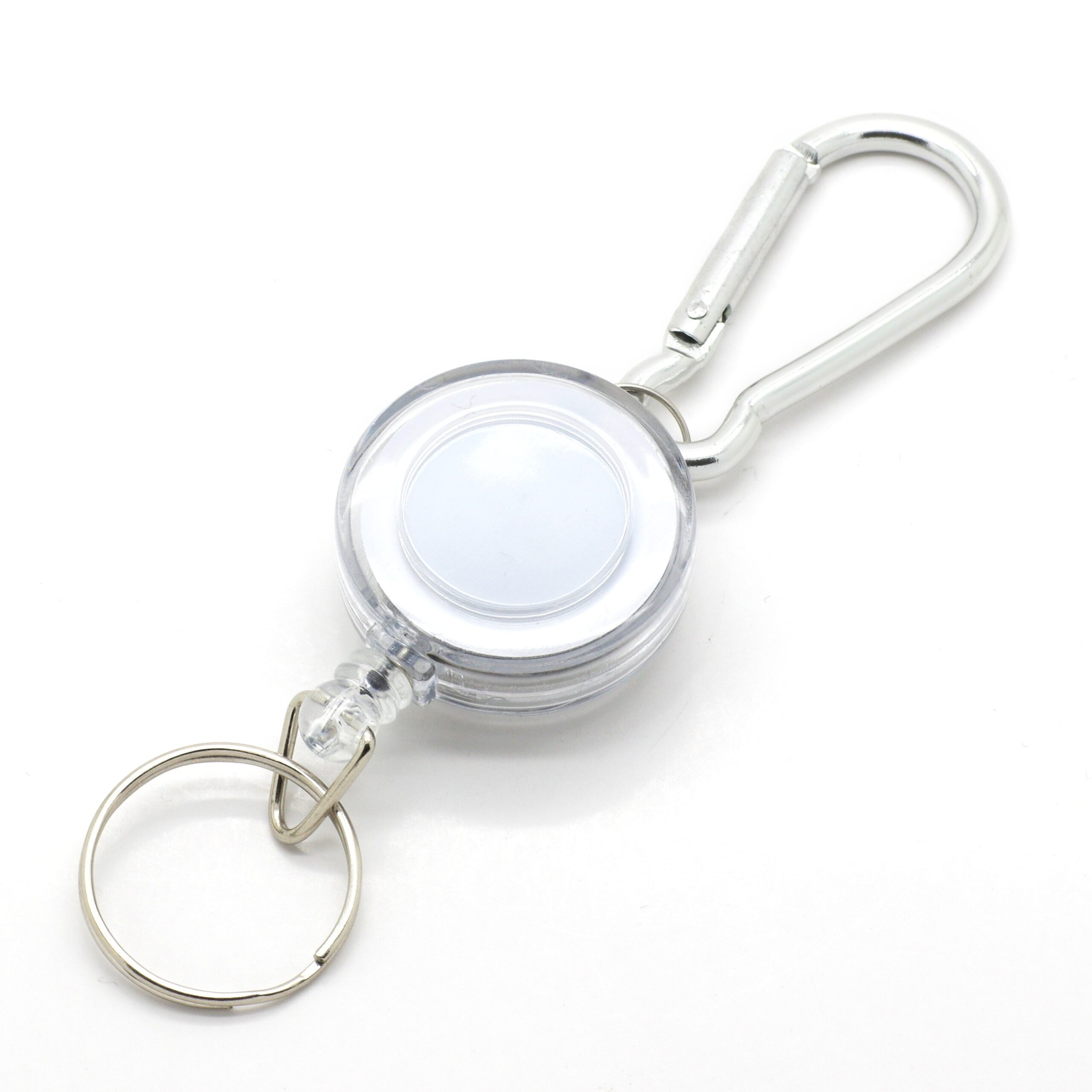 Porte-clé enrouleur avec mousqueton - Blanc