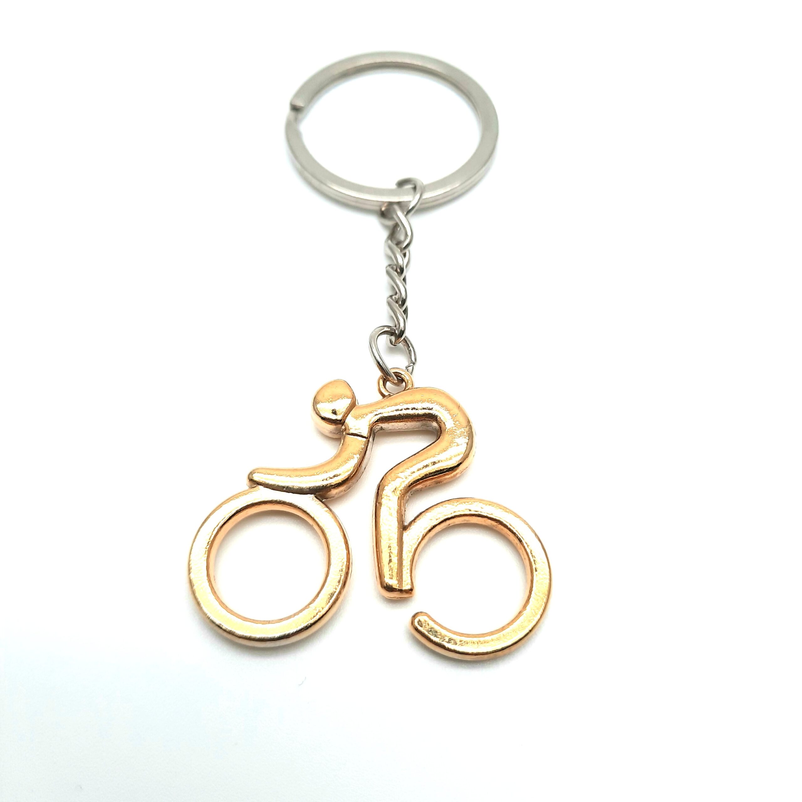 Porte-clé cycliste plaqué en or 24k
