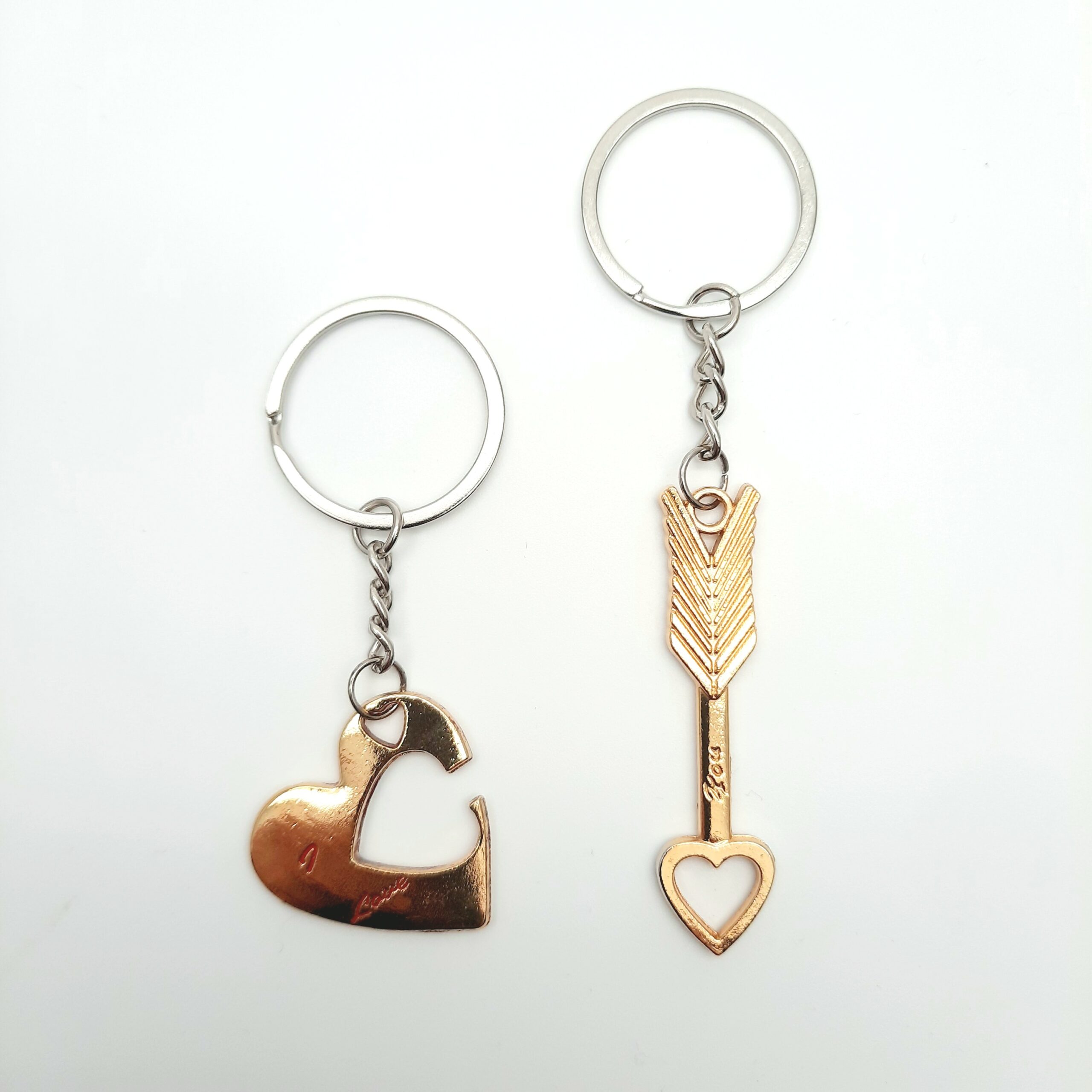 Porte-clés pour couple plaqué or 24k