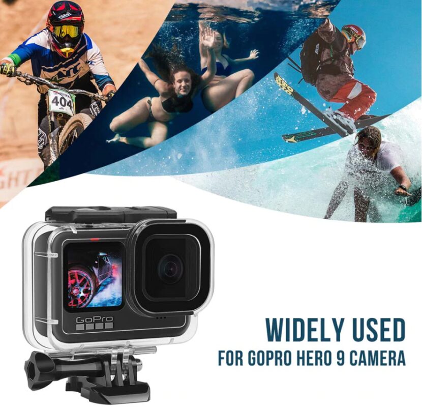 Étui étanche pour GoPro fore12 11 10,boîtier noir avec inserts anti
