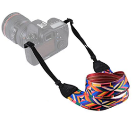 Sangle Pour Appareil Photo Enfant CHMETE - Longueur Réglable 56-102 Cm - Connexion Rapide Plastique - Coton - Pour Appareils Compacts
