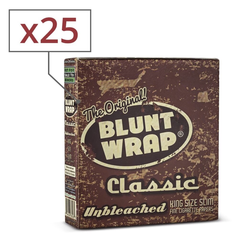 Schachtel mit 25 Heftchen Zigarettenpapier Blunt Wrap King Size Slim