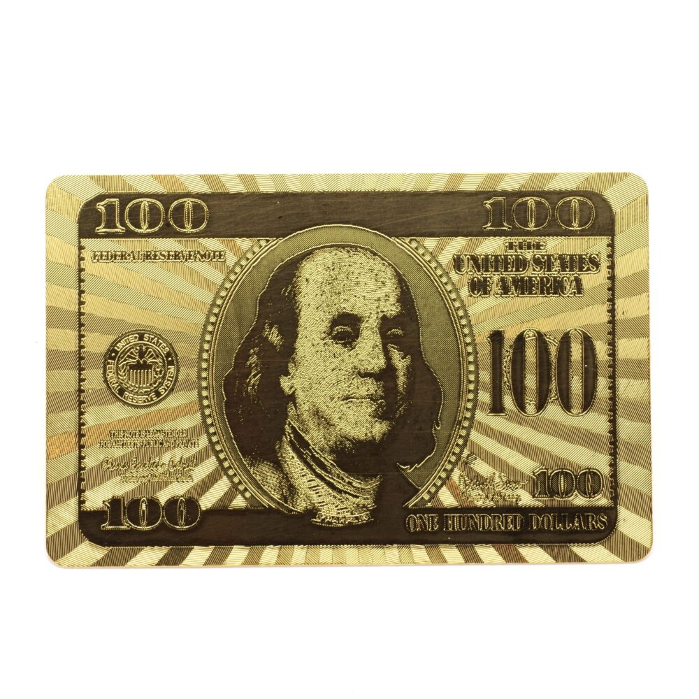 Satz von 54 goldenen und laminierten Karten - 100 Dollar