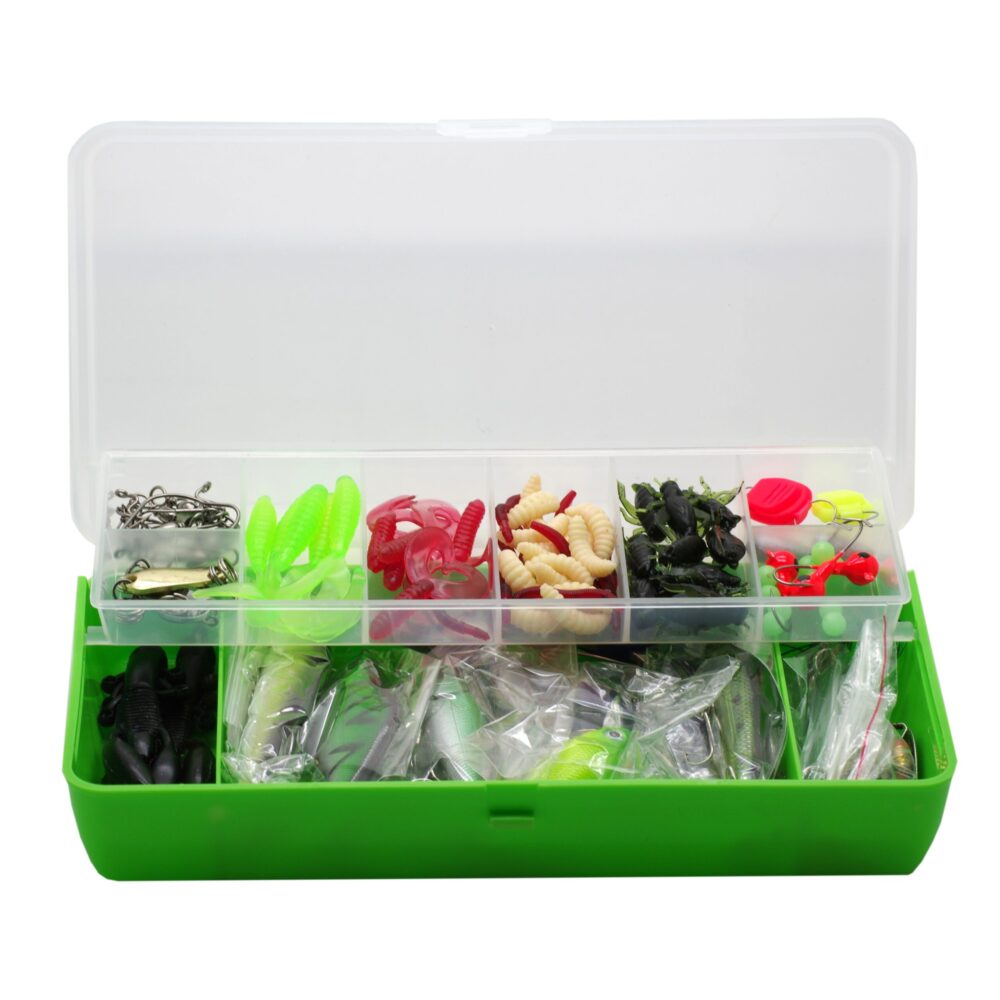 Kit de pêche (100 pièces) - Boîte à fond vert